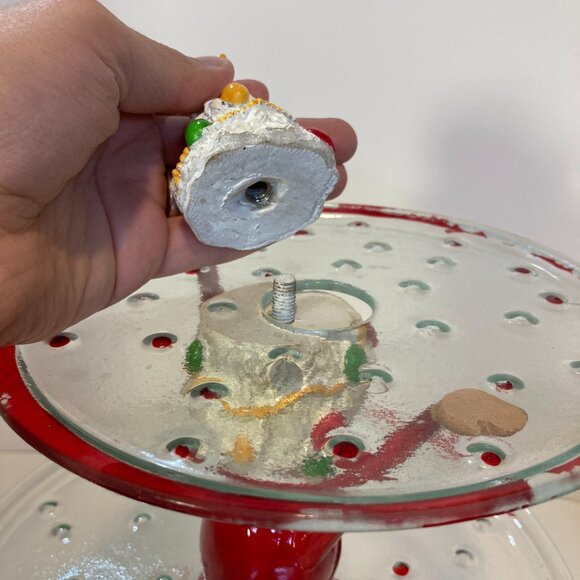 Vintage Holiday 3 Tier Serving Stray Grandma Christmas Tree Ceramic Glass Unique - Picture 11 of 16